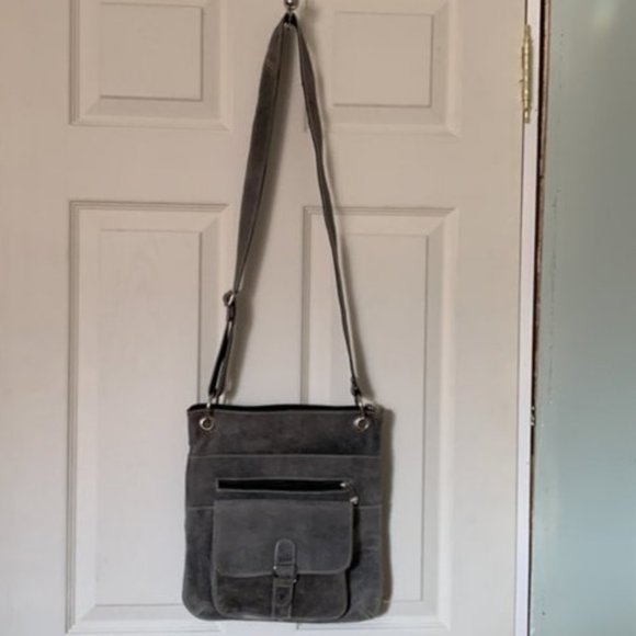 Satori Distressed Suede Crossbody Flat Bag - Picture 1 of 9
